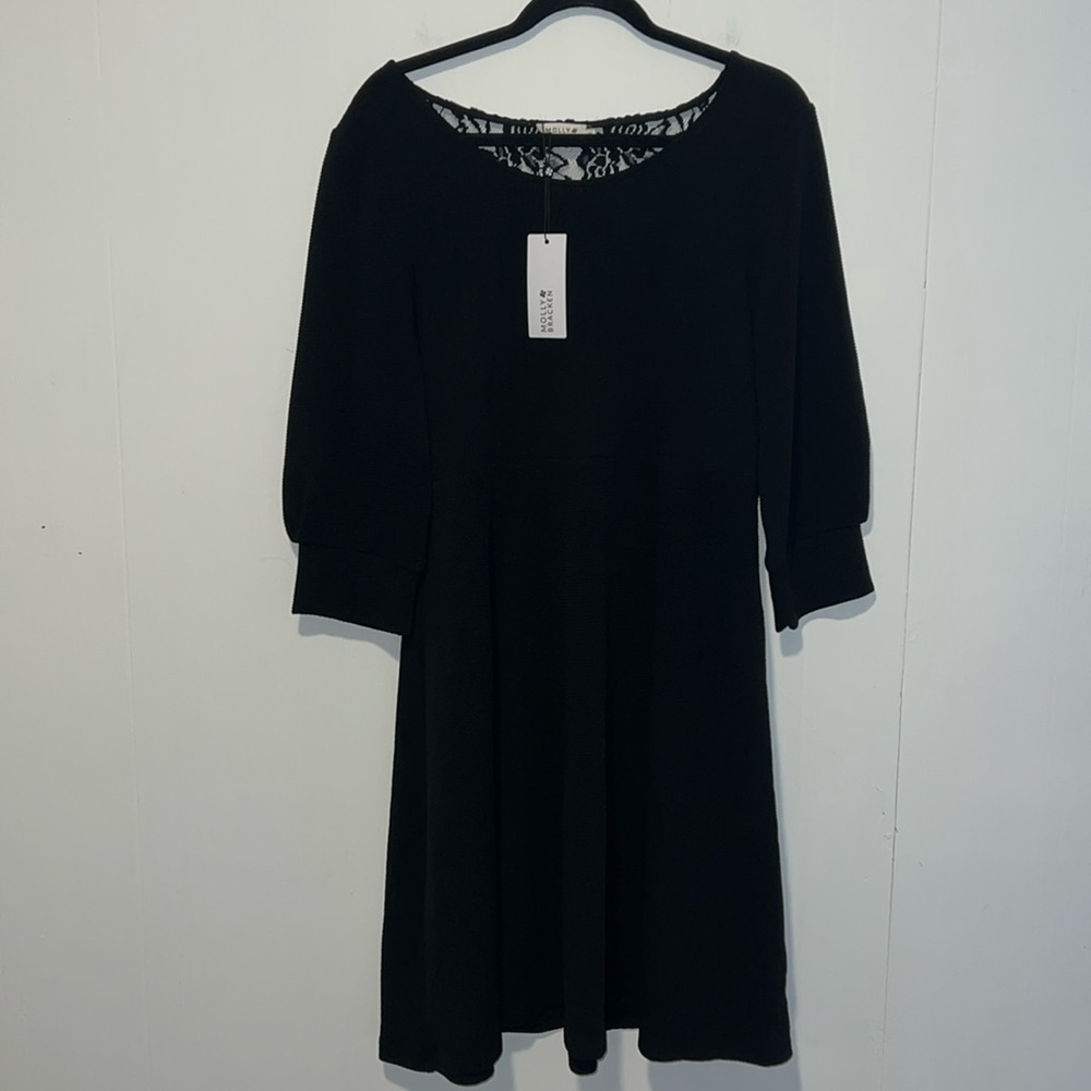 NWT Molly Bracken Women’s Woven Dress Black Knee Length RR8